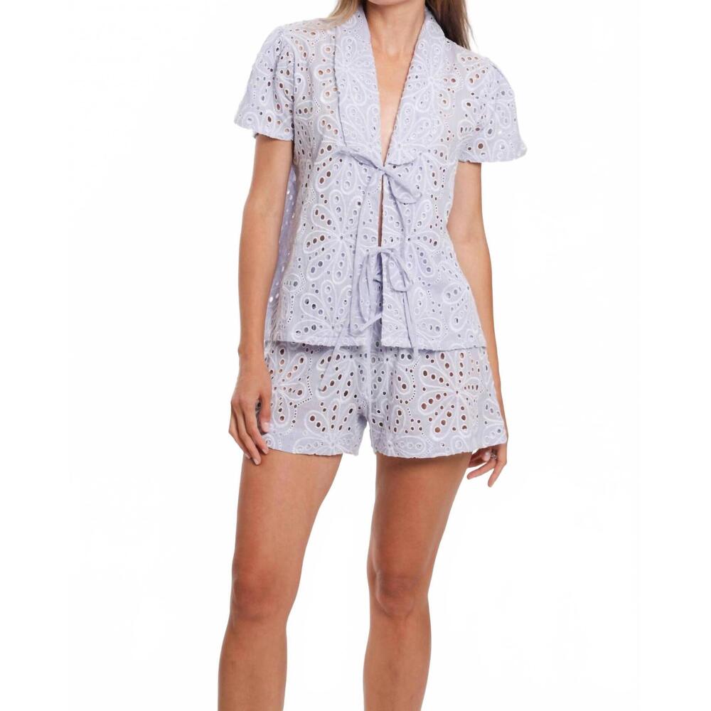 NEW BINDU gala top in blue eyelet - Picture 2 of 5